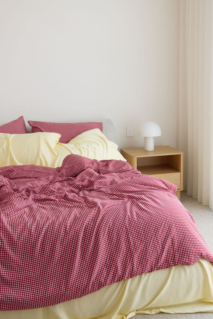 Cherry Gingham Bamboo Quilt Cover