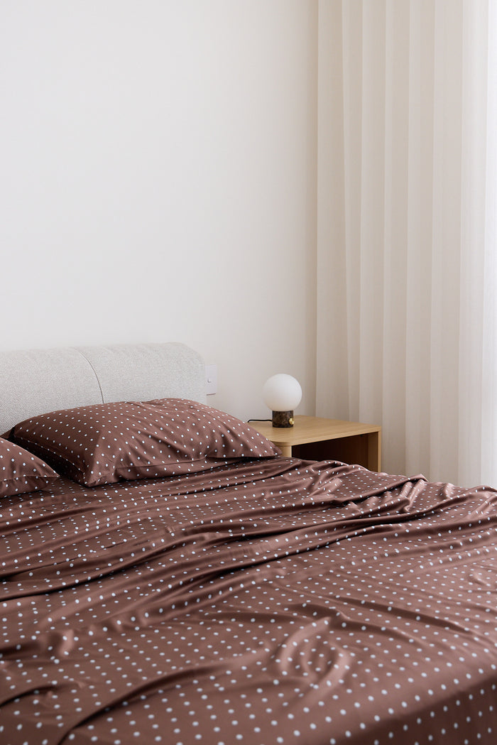 Chocolate Polka Dot Bamboo Sheet Set