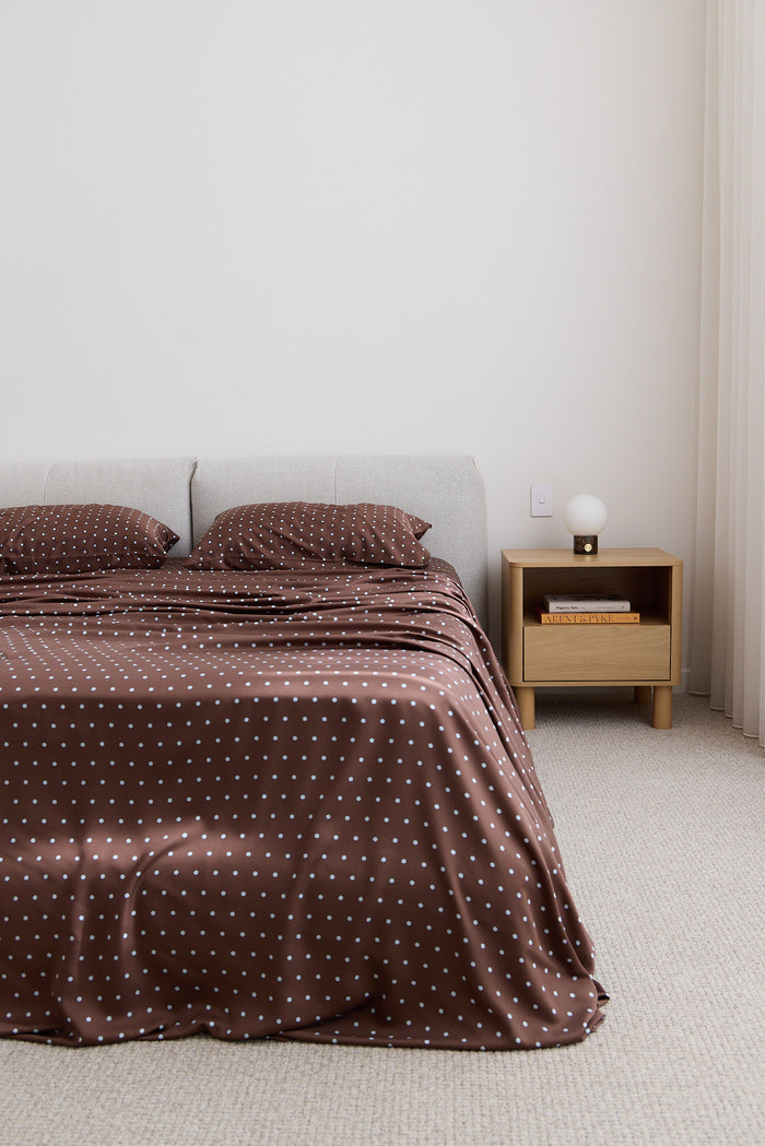 Chocolate Polka Dot Bamboo Sheet Set