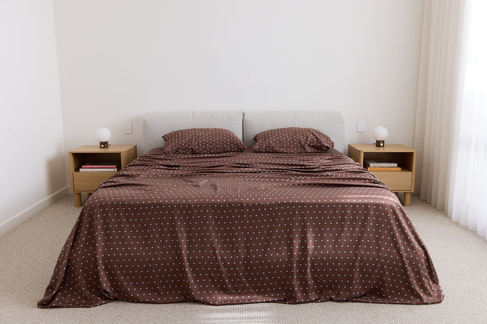 Chocolate Polka Dot Bamboo Sheet Set