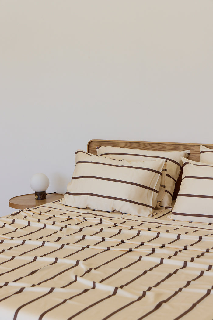 Chocolate Stripe Bamboo Sheet Set