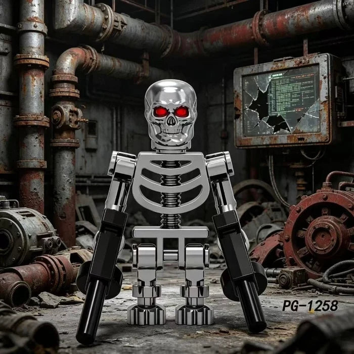 Chrome Skull Terminator T800 Robot Building Blocks Assembled Educational Mini Action Figure Toys