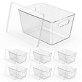 Clear Fridge Organizer with Handles & Lids, 6 Pack Large 11.5×7.5×6 Inch