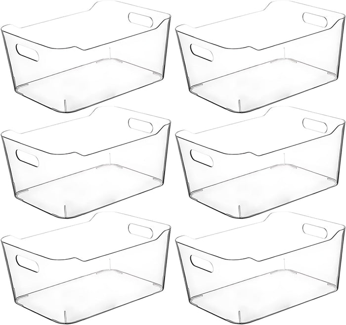 Clear Plastic Storage Bins for Kitchen Organization or Pantry Organizers and Storage, Freezer Fridge Organizer Containers Bin for Organizing Refrigerator Closet Cabinet Organizers