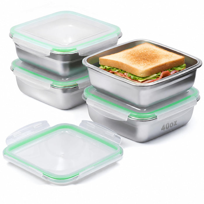 CLWVPCOT 40 oz Stainless Steel Sandwich Containers with Lids, 2 Pack