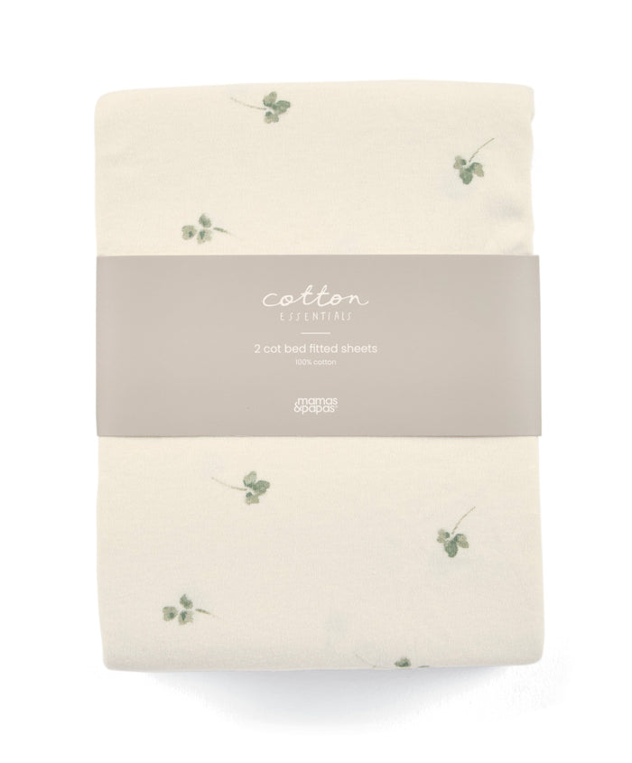 Mamas & Papas Cotbed Sheets Cotbed Fitted Sheets (Pack of 2) - Acorn/Clover