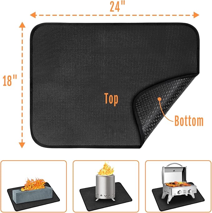 CowCity 24x18 Inch Heat Resistant Mat for Under Grill Tabletop