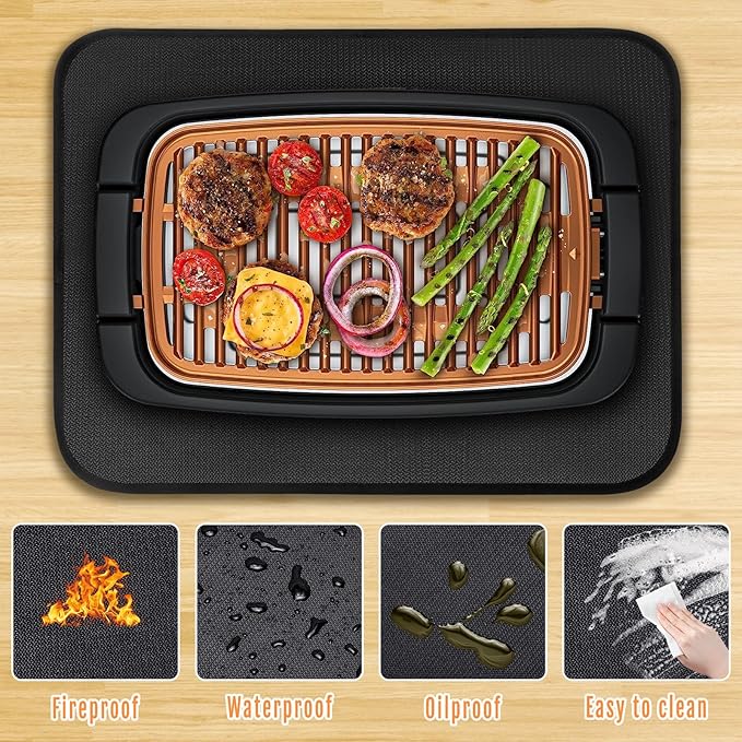CowCity 24x18 Inch Heat Resistant Mat for Under Grill Tabletop