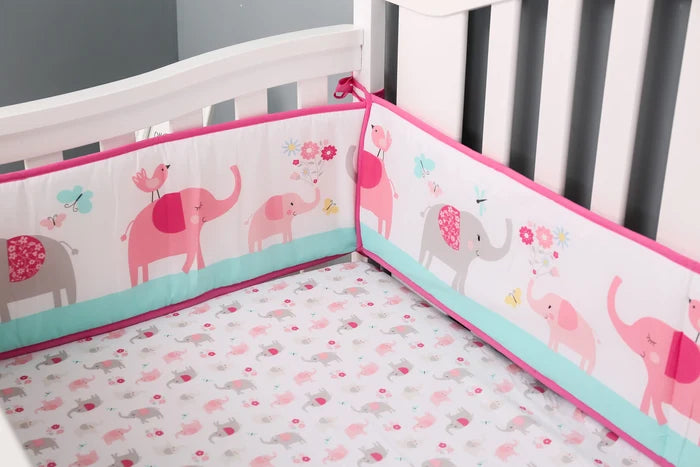 Crib Rail Cover Set and Baby Crib Liner  Baby Bumperless Crib Cot Protector Infant Bebe Bedding Set