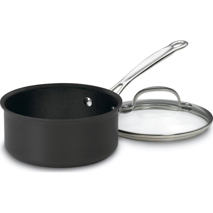 Cuisinart Chef's Classic Nonstick Hard-Anodized 1.5-Quart Saucepan with Lid, Black, 619C-16