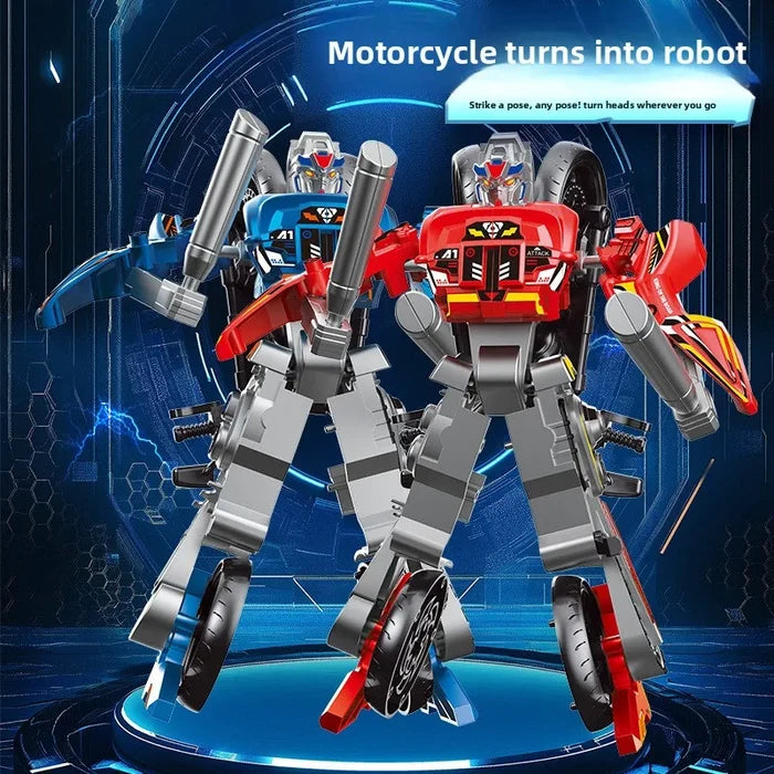 Deformed Motorcycle Robot Model Toy Educational DIY Bimorph Transformation Robot Gift
