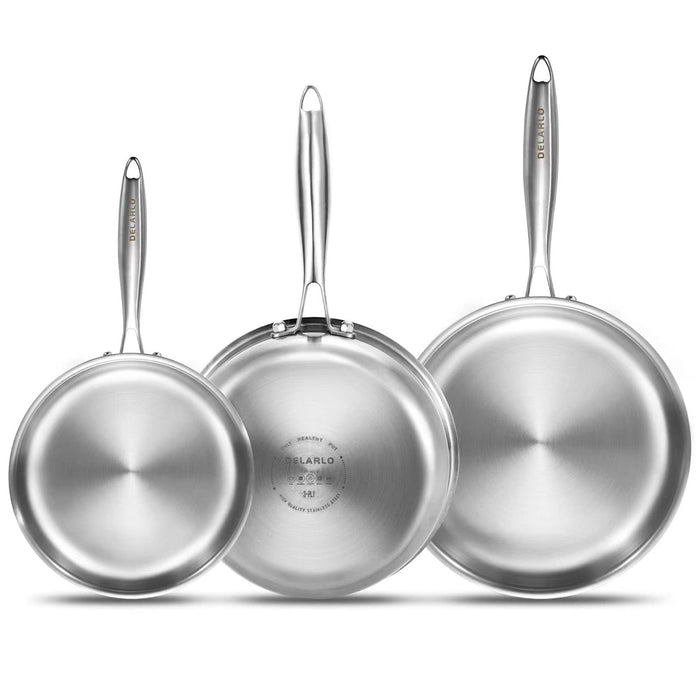 DELARLO Tri-Ply Stainless Steel Frying Pan 8" kitchen skillet