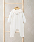 Mamas & Papas Rompers Embroidered Scallop Collar Romper with Frill Trim