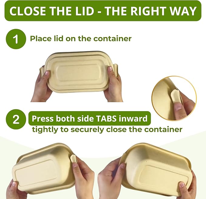 Enviro Safe Home 37 oz Disposable Bamboo Meal Prep Container, 50 Pack To Go