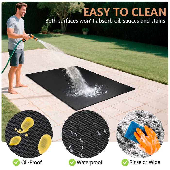 Eongreat 48x30 inch Under Grill Mats for Outdoor Grill, Double-Thickened Fireproof Patio Deck Protector Mat, Oil-Proof Waterproof BBQ Mat for Under Grill, Fireplace/Fire Pit Mat Grill Floor Pads