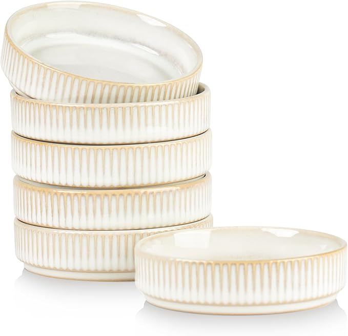 famiware Ceramic Soy Sauce Dish, 4oz Dipping Bowls Set of 6, Smoky Blue