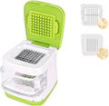 fghuim Garlic Press,Double cutting Crusher, Cutter, Mincer, and Storage Container (Green).