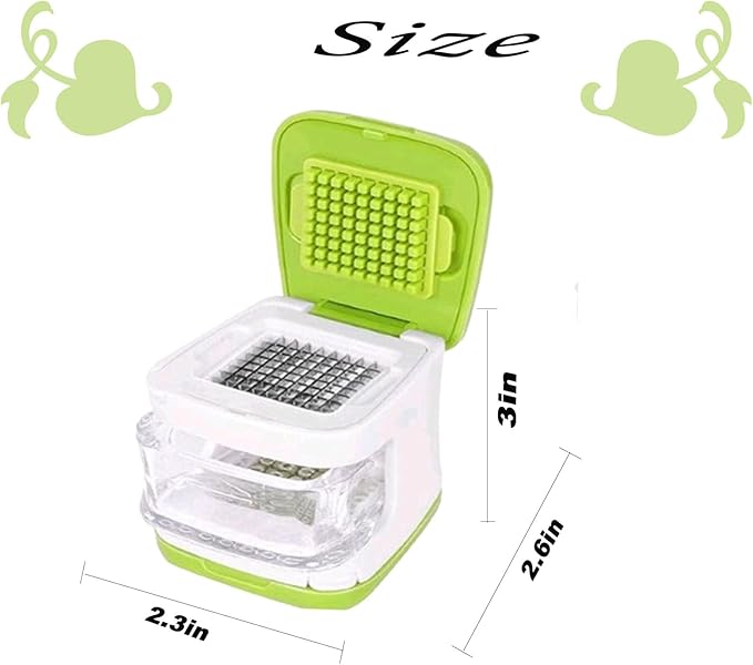 fghuim Garlic Press,Double cutting Crusher, Cutter, Mincer, and Storage Container (Green).