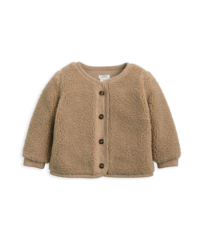 Mamas & Papas Fully Lined Borg Jacket with Rib Cuffs