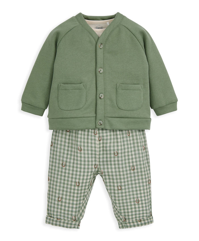 Mamas & Papas Outfits & Sets Gingham Jacket, Trousers & Bodysuit Set
