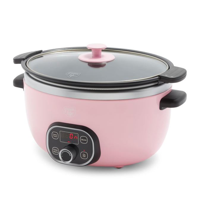 GreenLife 8QT Ceramic Nonstick Slow Cooker, Cooktop/Oven Safe, White