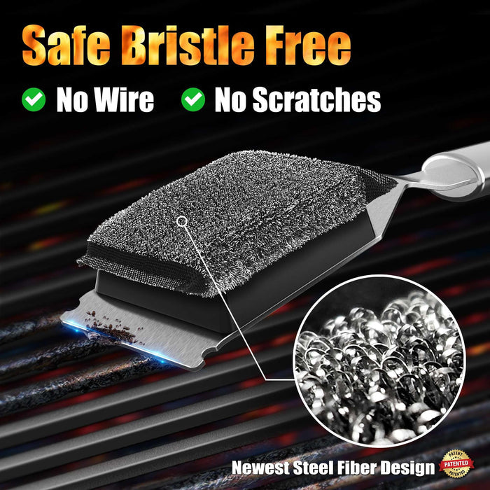 GRILLART Grill Brush Bristle Free, Safe Grill Brush for Outdoor Grill, SteamWizards BBQ Grill Cleaning Brush Kit, Replaceable Head Grill Scraper Tool, Grill Cleaner BBQ Accessories, Gifts for Men/Dad
