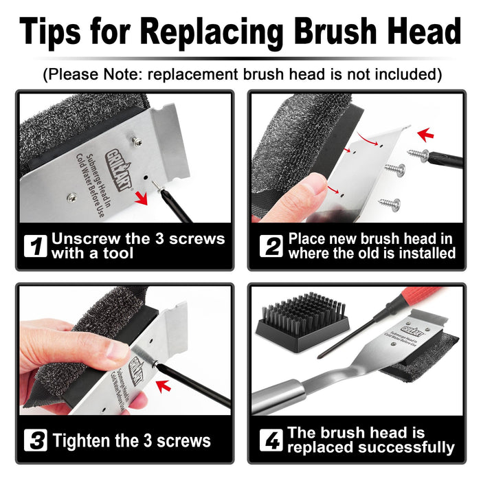 GRILLART Grill Brush Bristle Free, Safe Grill Brush for Outdoor Grill, SteamWizards BBQ Grill Cleaning Brush Kit, Replaceable Head Grill Scraper Tool, Grill Cleaner BBQ Accessories, Gifts for Men/Dad