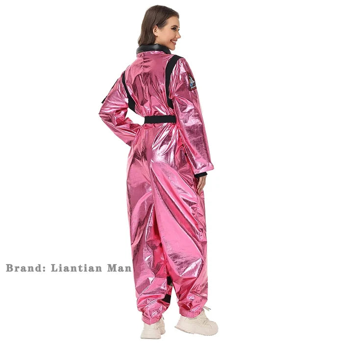 Halloween costume pink glossy cos astronaut spacesuit jumpsuit trendy and personalized outfit essential