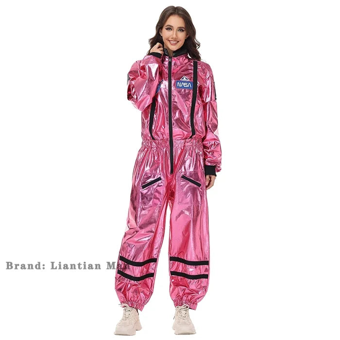 Halloween costume pink glossy cos astronaut spacesuit jumpsuit trendy and personalized outfit essential