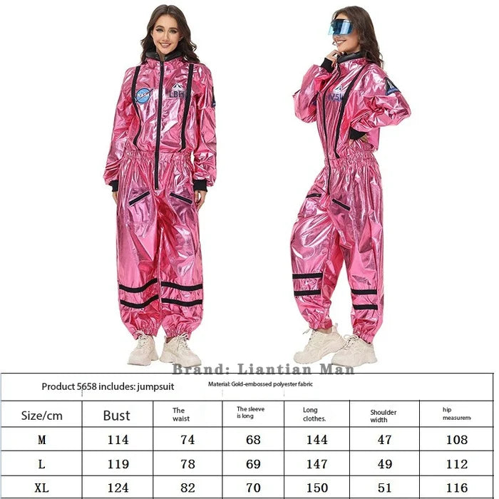 Halloween costume pink glossy cos astronaut spacesuit jumpsuit trendy and personalized outfit essential