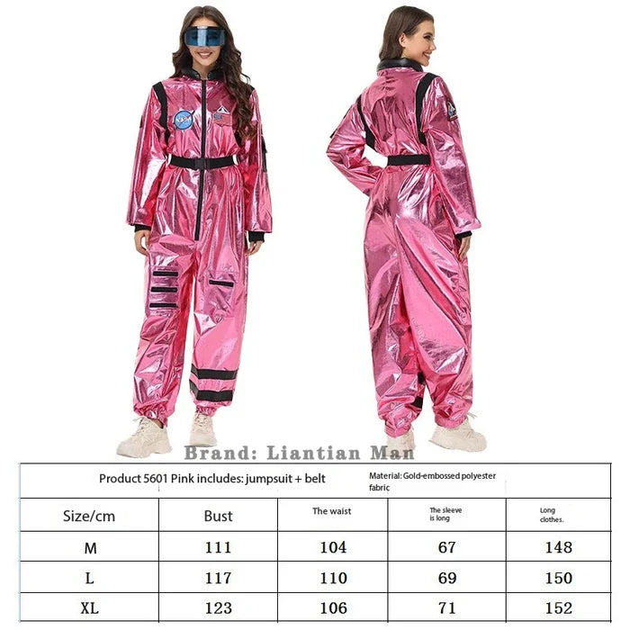 Halloween costume pink glossy cos astronaut spacesuit jumpsuit trendy and personalized outfit essential