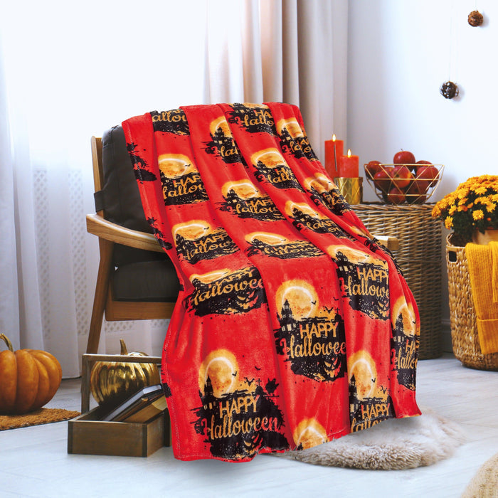 Halloween Theme Fleece Throw Blankets  - Velvety Feel, 50 x 60 inches