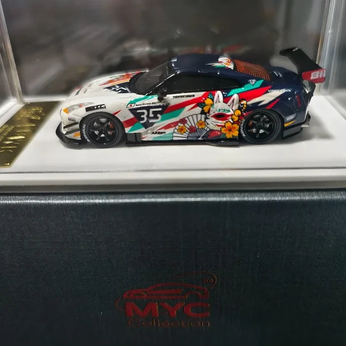 In Stock MYC 1:64 Nissan GTR R35 Type2.0 LB Wide Body Fox Demon Mask Anime Coating Resin Car Model