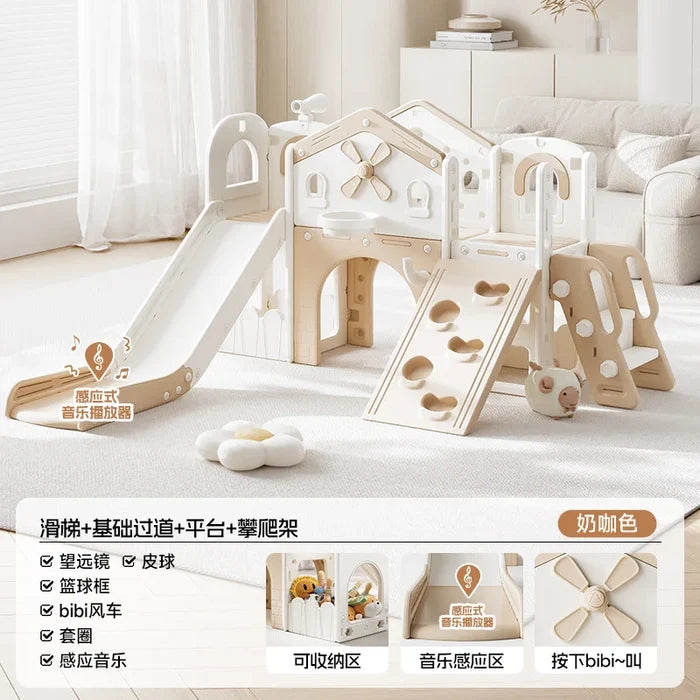 Indoor slide swing 2-in-1 family multi-functional climbing frame