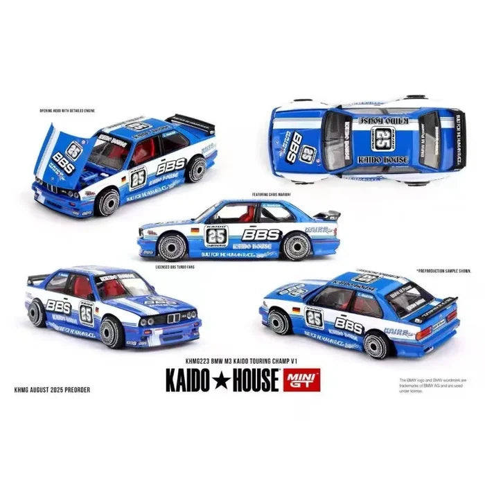KAIDO&MINIGT 1:64 BMW M3 E30 die cast alloy car model, male toy, birthday gift, desktop decoration.