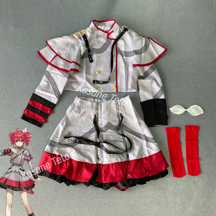 Kasane Teto Cosplay Costume Kasane Teto Uniform Kasane Teto Costumes Masquerade Women Costume and Wig