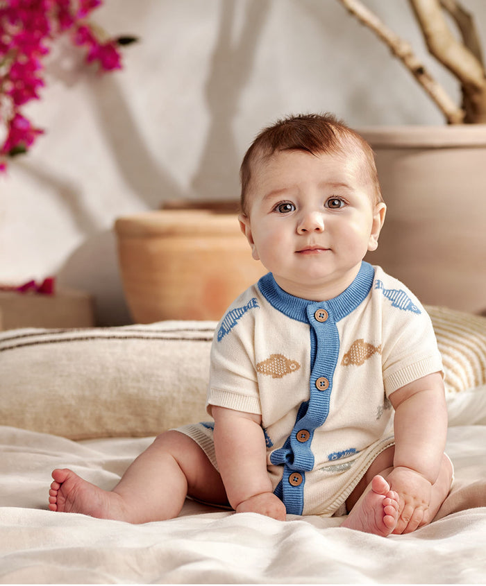 Mamas & Papas Rompers Knitted Cream Romper