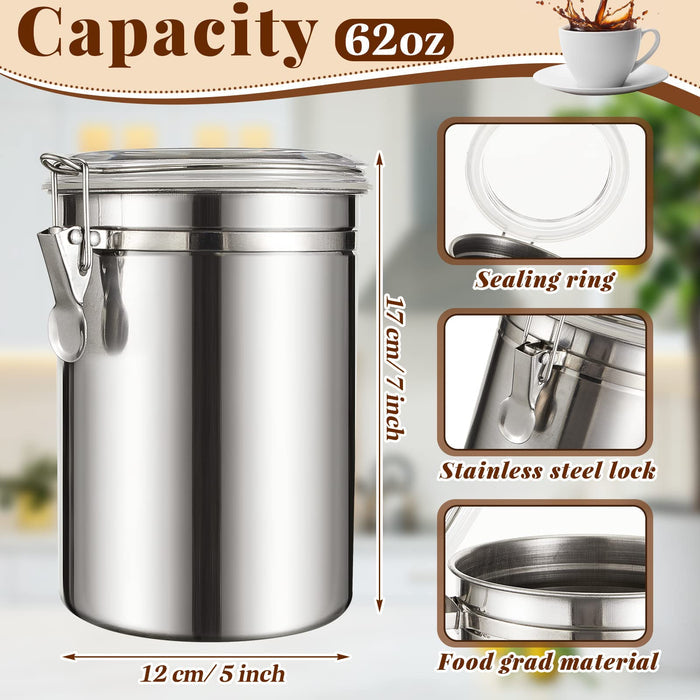 Lallisa 9 Pcs 62 Fl oz Stainless Steel Kitchen Canisters