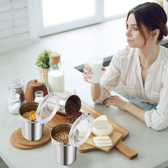 Lallisa 9 Pcs 62 Fl oz Stainless Steel Kitchen Canisters
