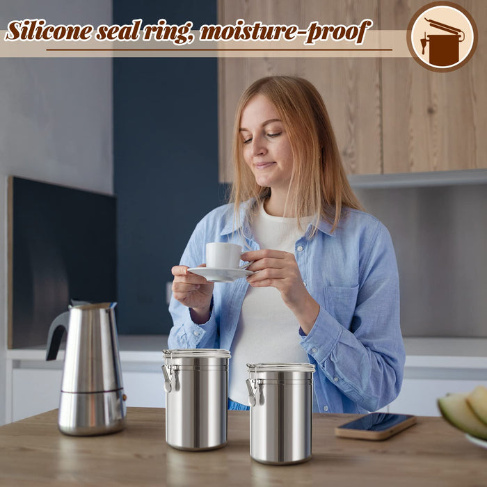Lallisa 9 Pcs 62 Fl oz Stainless Steel Kitchen Canisters