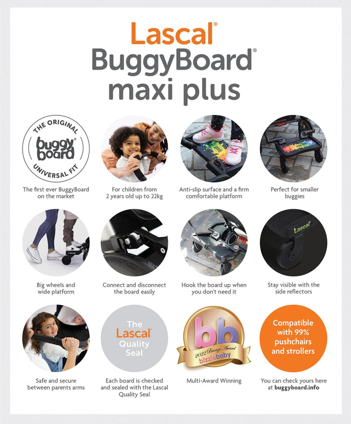 Lascal Buggyboards Lascal Black Maxi BuggyBoard&reg; Plus Grey Saddle