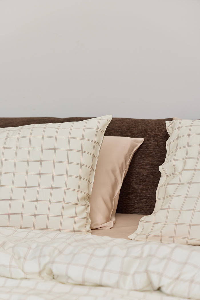 Latte Grid Bamboo Quilt Cover