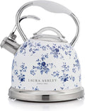 Laura Ashley Elveden White Whistling Tea Kettle Stovetop,Tea Pot for Stove