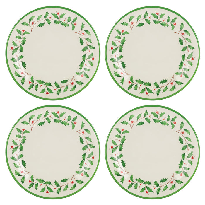 Lenox Holiday Melamine Christmas Dinner Plate Set for 4