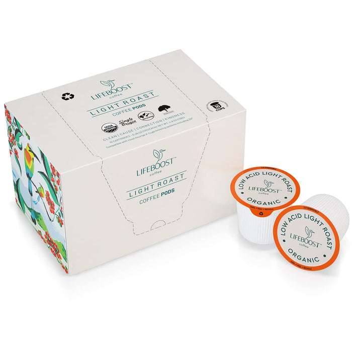 Lifeboost Cognition Decaf Mushroom Coffee K Cups, Low Acid, 10 Count