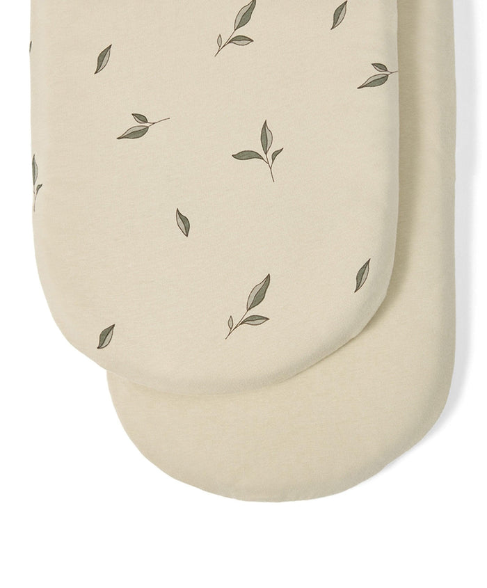 Little Green Sheep Little Green Sheep Moses Basket Sheets (Pack of 2) – Leaf Print