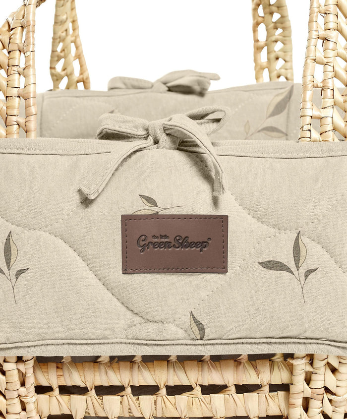 Little Green Sheep Little Green Sheep Quilted Moses Basket & Mattress - Leaves
