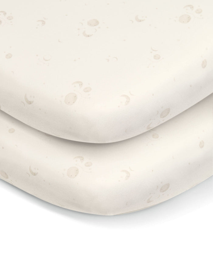 Mamas & Papas Lua Bedside Crib and Sheet Bundle - Sage/Cosmic Sky
