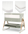 Mamas & Papas Lua Bedside Crib and Sheet Bundle - Sage/White