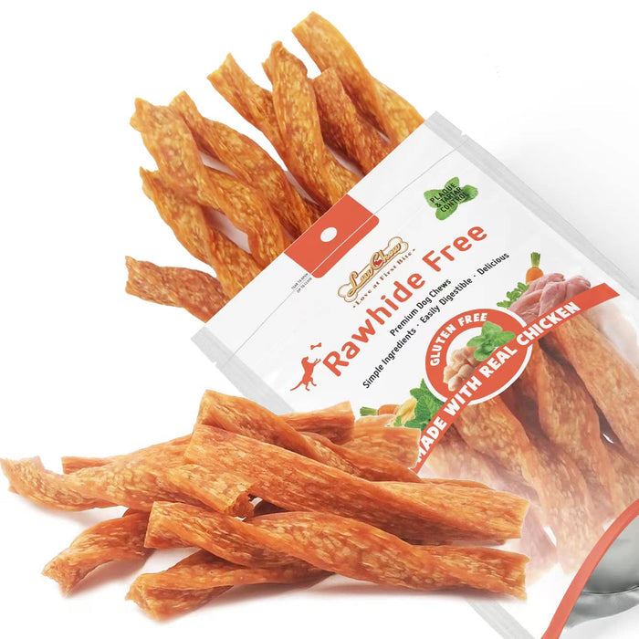 LuvChew Chicken Dog Chew Twist Sticks, Puffed Human Grade Chicken Dog Treat Sticks, Rawhide Alternative, Easy to Digest 20pcs/Pack